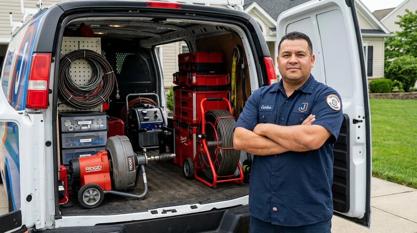Professional drain cleaning equipment and Johns Plumbing LLC plumber in Senath