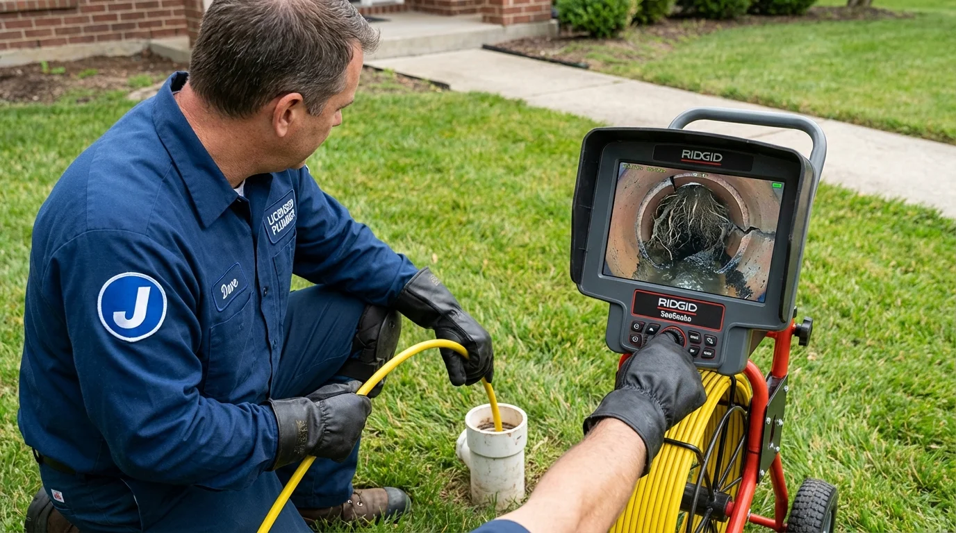 Sewer camera inspection being performed by Johns Plumbing LLC in Senath