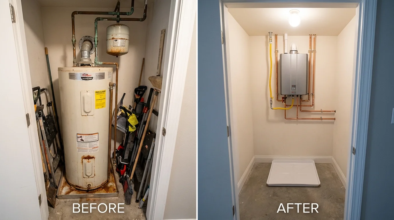 Tank water heater versus wall-mounted tankless unit comparison for Senath, MO homeowners